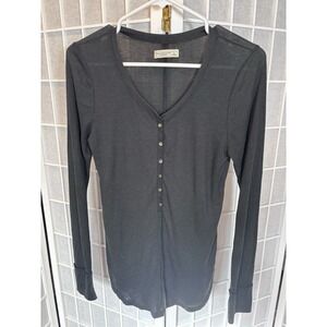 Abercrombie & Fitch Henley Womens Long Sleeve Ribbed Top Size Large Y2k Preppy